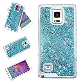 Samsung Galaxy Note 4 Case-Yerwal Creative Design Transparent Flowing Bling Glitter Quicksand Stars Hard Plastic Transparent Case Cover for Samsung Galaxy Note 4(Blue)