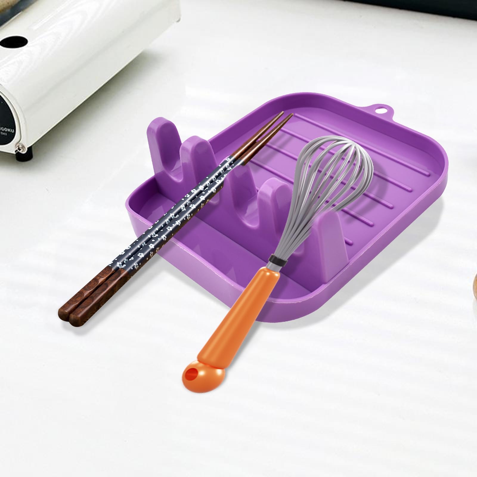 Photo 1 of Multi-Functional Kitchen Utensil Rack Spoon Holder Pot Lid Organizer Cooking Tool Storage for Kitchen Countertop, Purple