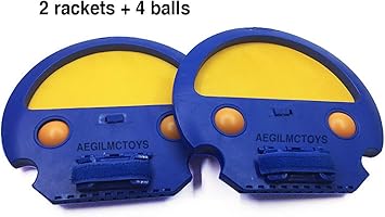 Amazon 2枚のディスクキャッチし 4個のボールと遊ぶのが外部に手のボールゲームラケットゲームを投げアウトドアスポーツのおもちゃを投げる 両親の子squapキャッチボールゲームボールゲームキャッチゲーム手のためのゲームの設定を投げます ブルー Aegilmctoys