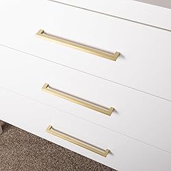 QOGRISUN 2-Pack Solid Brass Cabinet Pulls, Gold