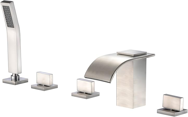 Roman Tub Faucet With Hand Shower Waterfall Tub Filler Deck Mount