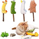 Petelligent 4-Pack Catnip Toys with Silvervine Stick Cat Toys with Various Cute Animal Styles, Plush Cat Toys for Indoor Cats