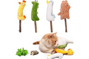 Petelligent 4-Pack Catnip Toys with Silvervine Stick Cat Toys with Various Cute Animal Styles, Plush Cat Toys for Indoor Cats
