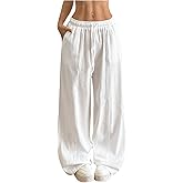 RoseSeek Women's Linen Pants Wide Leg Light Weight Drawstring Waist Swimsuit Cover Ups Beach Pants