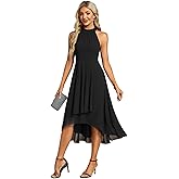 Ever-Pretty Women's Sexy Halter Neck Pleated Sleeveless Hi-Lo Chiffon Spring Wedding Guest Dress 31926