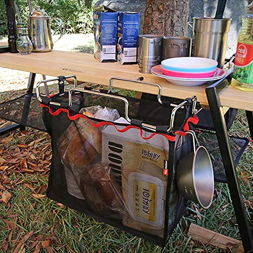 WEIHONG Camping Supplies Outdoor Picnic Camping Foldable Mesh Basket Metal Bracket Cookware Holder Organizer Rack