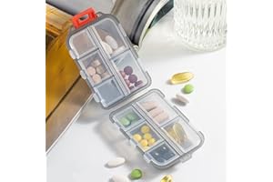 Pill Organizer for Travel - Compact Medicine Pill Box with Daily Compartments, Perfect for Travelers and Elderly(Gray)
