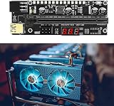 Hagsnec 6 PCIE Riser 1x to 16x 3.3V Digital Meter LED BTC Mining Extension Card view 3
