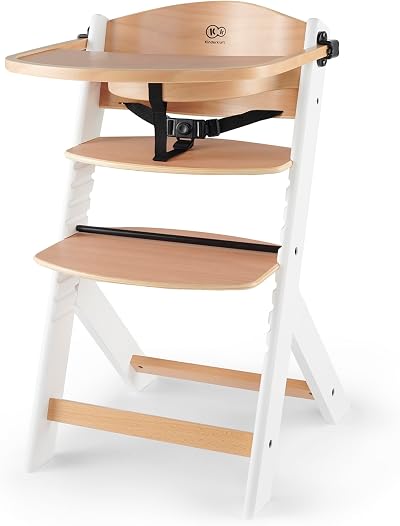 Kinderkraft ENOCK 3 in 1 Wooden Highchair White Beech 6m-10y Adjustable