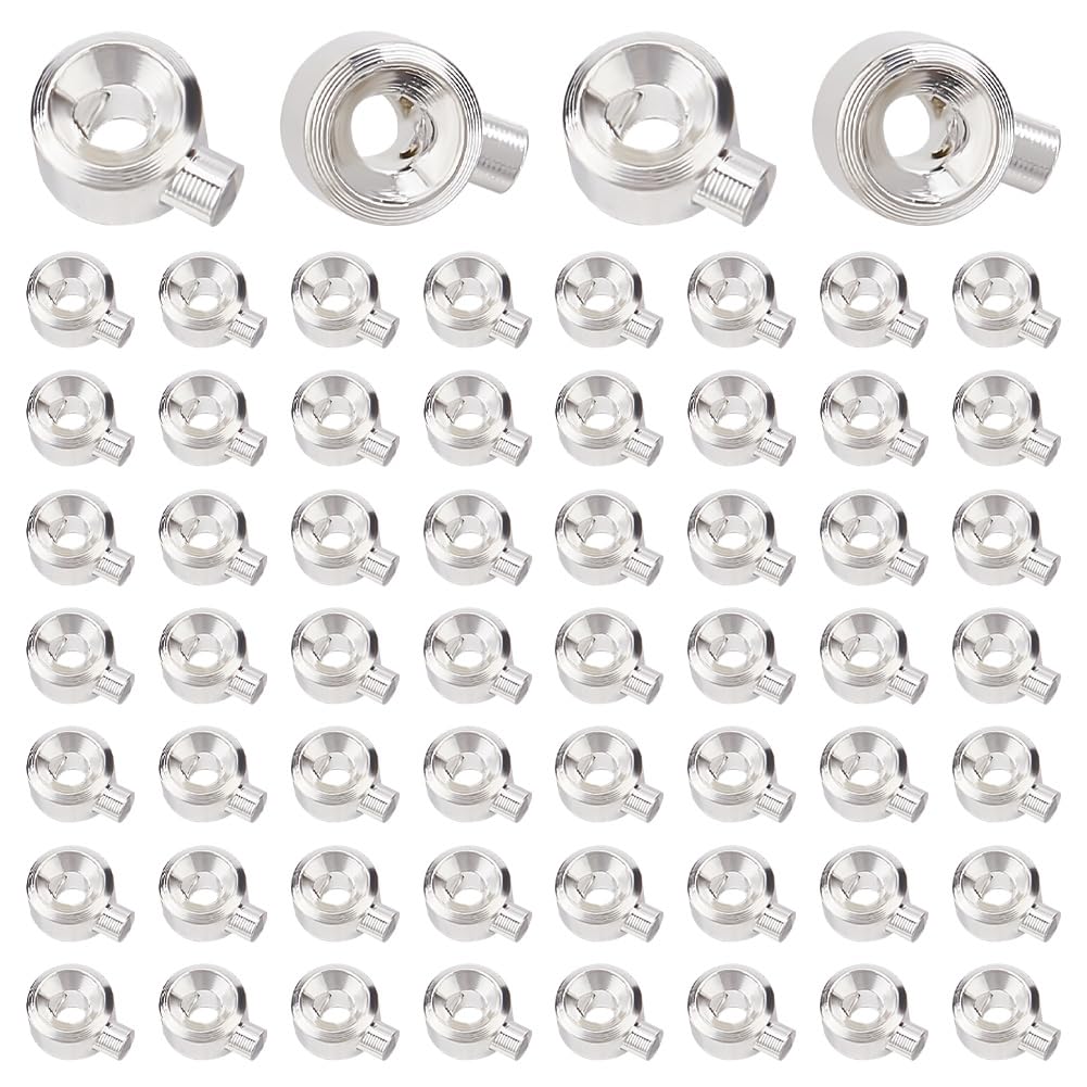 Photo 1 of PH PandaHall 60PCS Stopper Crimp Beads, 925 Sterling Silver Plated Spacer Beads Metal Brass Crimp Bead Positioning Flat Round Bead for DIY Bracelet Necklace Jewelry Making Accessories