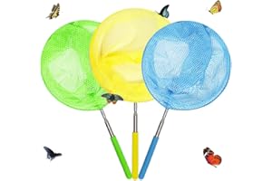 USATDD Kids Telescopic Butterfly Fishing Nets Great for Catching Insects Bugs Fish Caterpillar Ladybird Nets Outdoor Tools Colorful Extendable 34" Inch