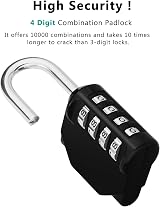 ZHEGE 4 Digit Combination Padlock for Locker Gym Outdoor Weatherproof Black Blue view 2