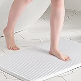 FRESHMINT Ultra Soft Charcoal Infused Memory Foam Bath Mat 20" x 32", Bath Rugs for Bathroom Non-Slip, Thick & Water Absorbent Bathroom Rugs, Room Accessories Shower Floor Mat, Washable, White