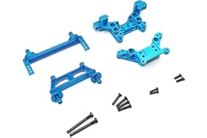 RWLZLB 2PCs Front ＆ Rear Metal Shock Mount Parts, RC Car Upgrade Parts, 16170 16180, for Hyper Go H16BM H16GT H16DR Jetwood MJX 1/16 Scale RC Car (Blue set)