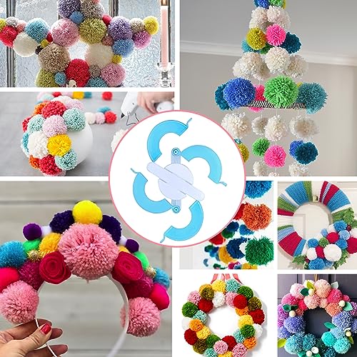 VGOODALL 20PCS Pom Pom Maker Kit, Pom Pom Makers with Colorful Yarn Skeins Knitting Puff Ball Maker Set for Kids Adults Beginners DIY Decoration