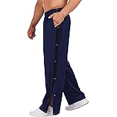 Deyeek Men's Tear Away Basketball Pants High Split Snap Button Casual Post-Surgery Sweatpants with Pockets