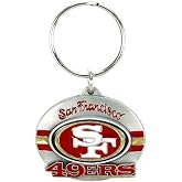 Siskiyou Sports NFL San Francisco 49ers Oval Carved Metal Key Chain,Red