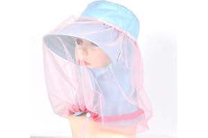 Wandrola Mosquito Head Net for Kids, Face Net Mask Isolates Insect Bug Bee Gnats, Downy Catkins and Dandelions in The Air for Gardening Camping Hiking (Pink)