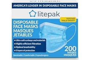 200pcs Kids Disposable Face Masks - 3 Ply Kids Mask for Boys Girls - Back to School Supplies (Blue)