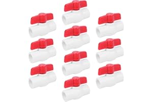YADIAN 10 Pack 1/2" PVC Ball Valve, SCH40 Slip PVC Water Pipe Valve T Handle Shut-Off Valve Socket for Water Project, Swiming Pool, Sewage Pump, Sprinkler Lines, Outdoor Plumbing & Irrigation System