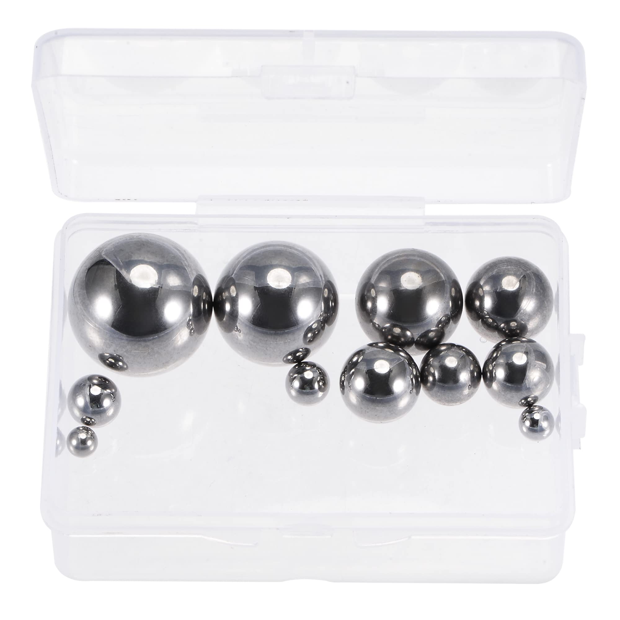 sourcing map 11pcs 11 Size Bearing Balls Assortment Chrome Steel 7/32" 1/4" 5/16" 3/8" 7/16" 1/2" 9/16" 5/8" 3/4" 7/8" 1" with Storage Box
