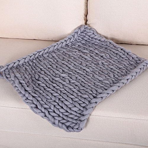 Acrylic Chunky Knitted Blanket Throw Knit Pet Bed Rug Chair Pad Decorative Mat Newborn Baby Blanket Handmade Photography Prop 18"x18"