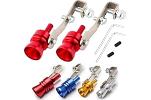 INBOXXE Exhaust Pipe Oversized Roar Maker for Cars and Motorcycles, Car Turbo Sound Whistle Car Exhaust Sound Booster, Exhaust Tailpipe Blow Off Valve Bov Aluminum Universal Auto Accessories(2Pcs L,Red)