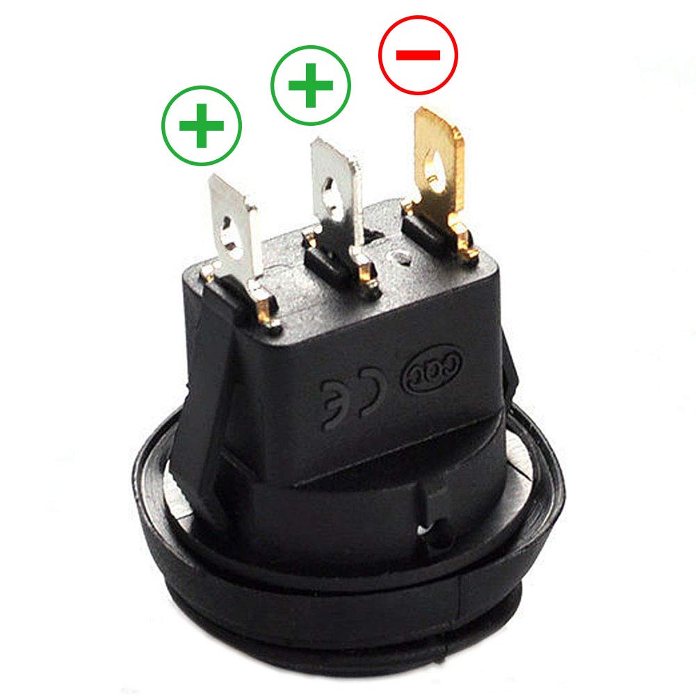 FICBOX 8PACK Round Toggle LED Switch ON/Off Waterproof Round Blue LED 12V 20A Rocker Switch 3Pins for Car Truck Boat (Blue)