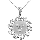 Claddagh Gold 925 Sterling Silver Smiling Sun Face Pendant Necklace, 16"