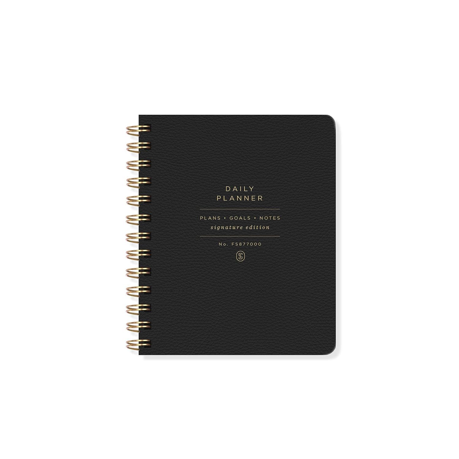 Fringe Stdio Non-Dated Daily Planner, 160 Pages, twing Ring Spiral Binding, SE Standard Black (877003)