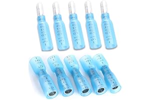 Teansic Heat Shrink Bullet Connectors, 100 Pcs Female Male Electrical Butt Terminals, Insulated Waterproof Marine Connectors for Watercraft, Electronics, Automotive AWG 16-14