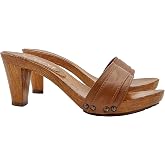 Kiara Shoes Made in Italy Clogs with Comfortable Heel - K5104 P Marrone