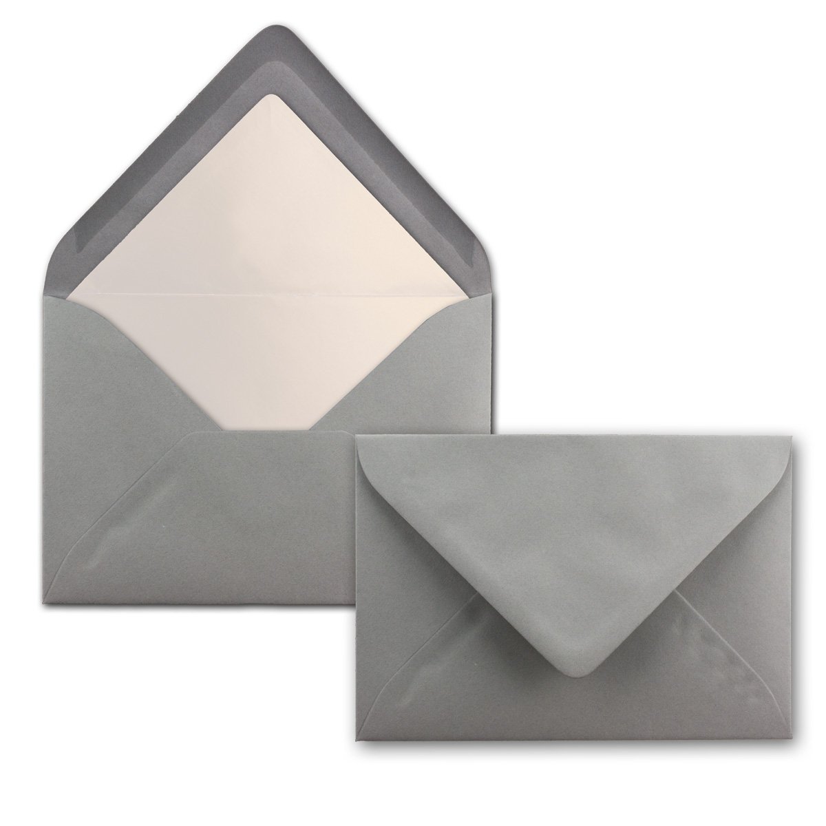 NEUSER PAPIER 50 envelopes graphite grey - DIN C6 - lined with white tissue paper - 90 g/m² - 11.4 x 16.2 cm - wet glue -
