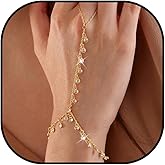 Gold Hand Chain Bracelet for Women Ring Bracelet Hand Chain Dainty Bracelets Statement Jewelry Gifts for Wedding Party Daily Wear