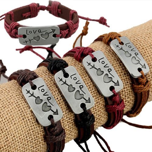 Bracelet One Piece Romantic Designer Couple's Bracelets Wrist Band Wrap Wax Rope Leather Charm Heart Bangle Bracelet Lover's Jewelry