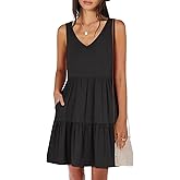 ANRABESS Womens Summer Casual Tank Dress Sleeveless V Neck T Shirt Sundress Flowy Tiered Swing Mini Beach Vacation Dresses