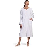 Miss Elaine Robe, Women's Terry Knit Long Robe, Long Sleeves and Pockets, Front Zipper, Sleepwear and Loungewear