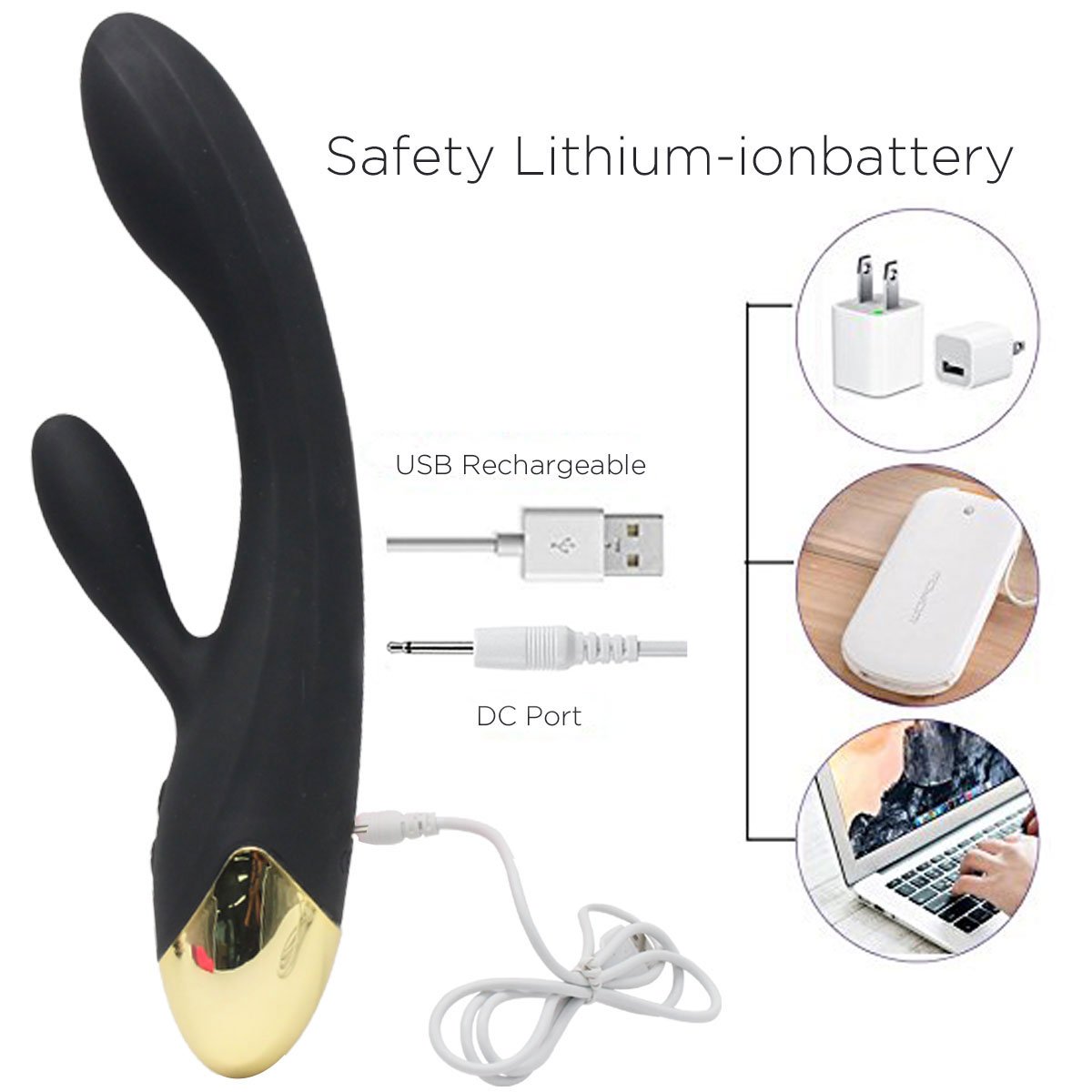 Waterproof Wand Massager 10 Mode Vibration Mute Rechargeable Vibration Body Massage for Home Personal Fitness Sports (Black)