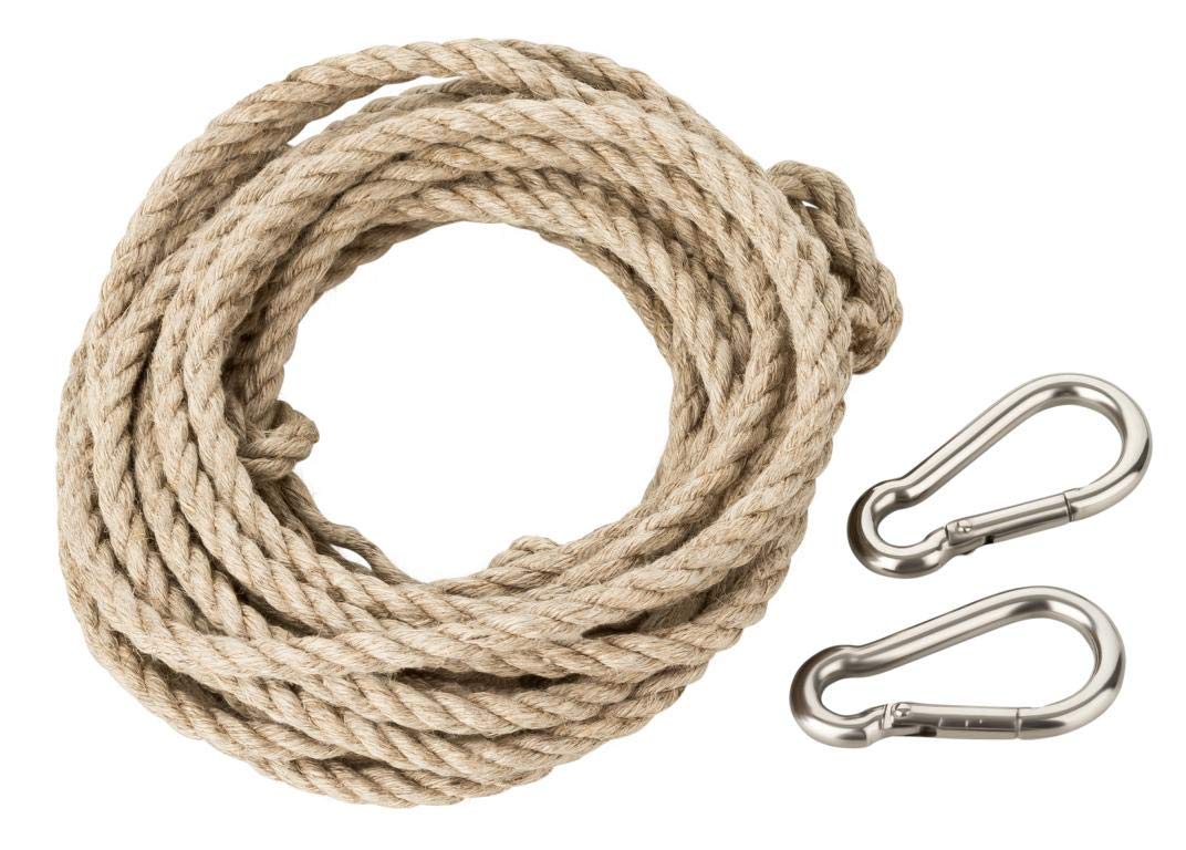 Kork-Deko Set of Mounting Parts for Bird Swing | Build yourself a Bird Swing/Bird Toy using Hemp Rope and 2 Snap Hooks. Non-toxic, untreated products.