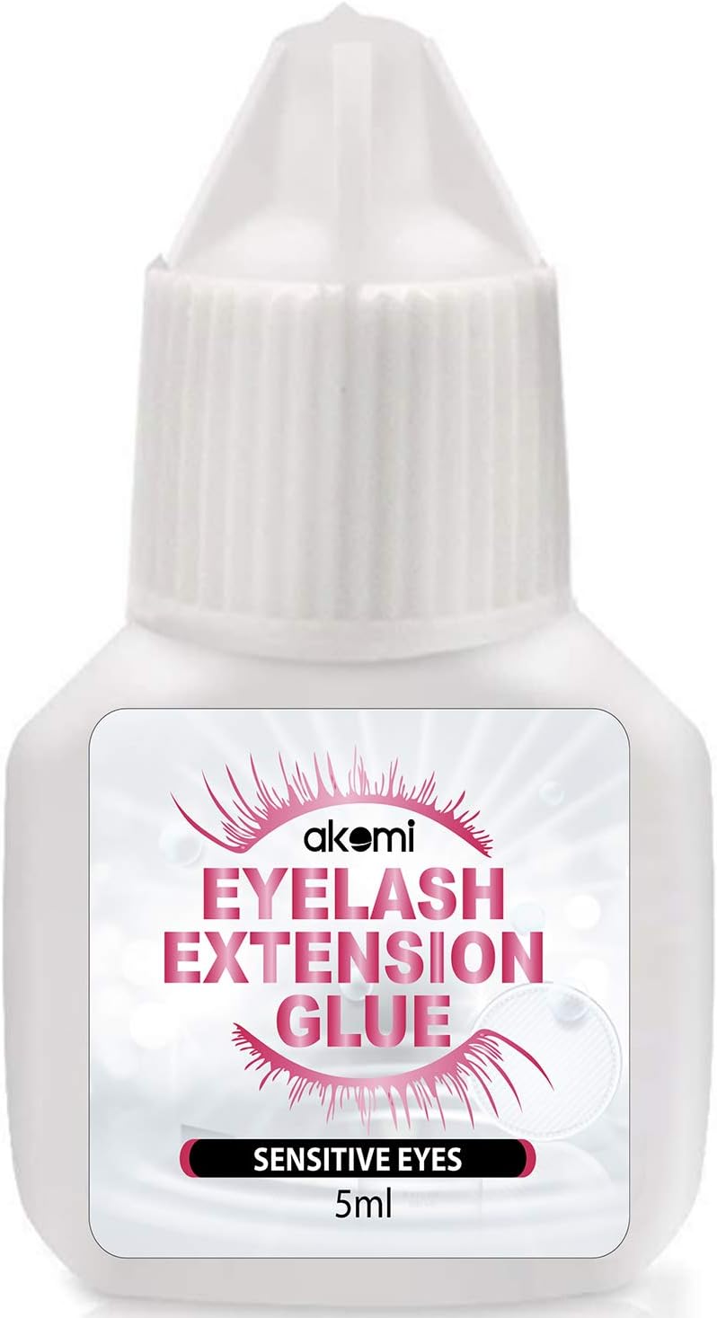 Akemi Home Use Eyelash Extension Glue for Both Self and Professional Applications|Tasteless Non-Stimulating | 3-5 Sec Drying Time | Retention 14-18 Days | Sensitive Black Eyelash Glue 5ml