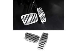 XITER No Drill Anti-Slip Aluminum Gas Brake Pedal Cover Foot Pedal Pads for Chevy Equinox Impala Cruze Blazer Traverse,for Buick Enclave Encore,for GMC Acadia Terrain,for Cadillac XT5 XT6(Silver)