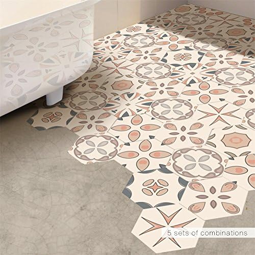VanBest 10pcs Mediterranean Floor Sticker DIY Tile Stickers Home Waterproof Wall Decals Living Room Bedroom Mural Art Decoration