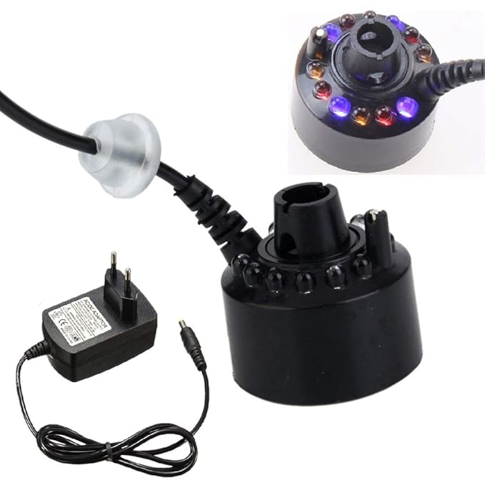 Ashu Supply 12 LED Multicolor Mist Maker Fog Smoke Machine Water Fogger