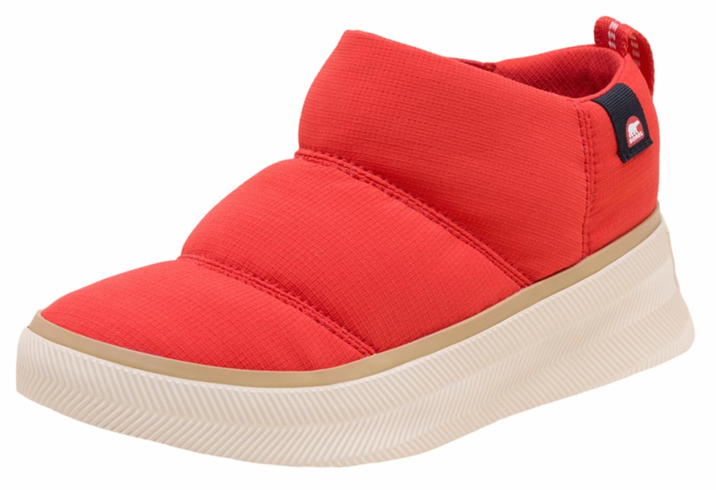 Sorel Women’s Out N About IV Mini Puffy Insulated Slip-On Boots, Bright Red/Honey White, 10