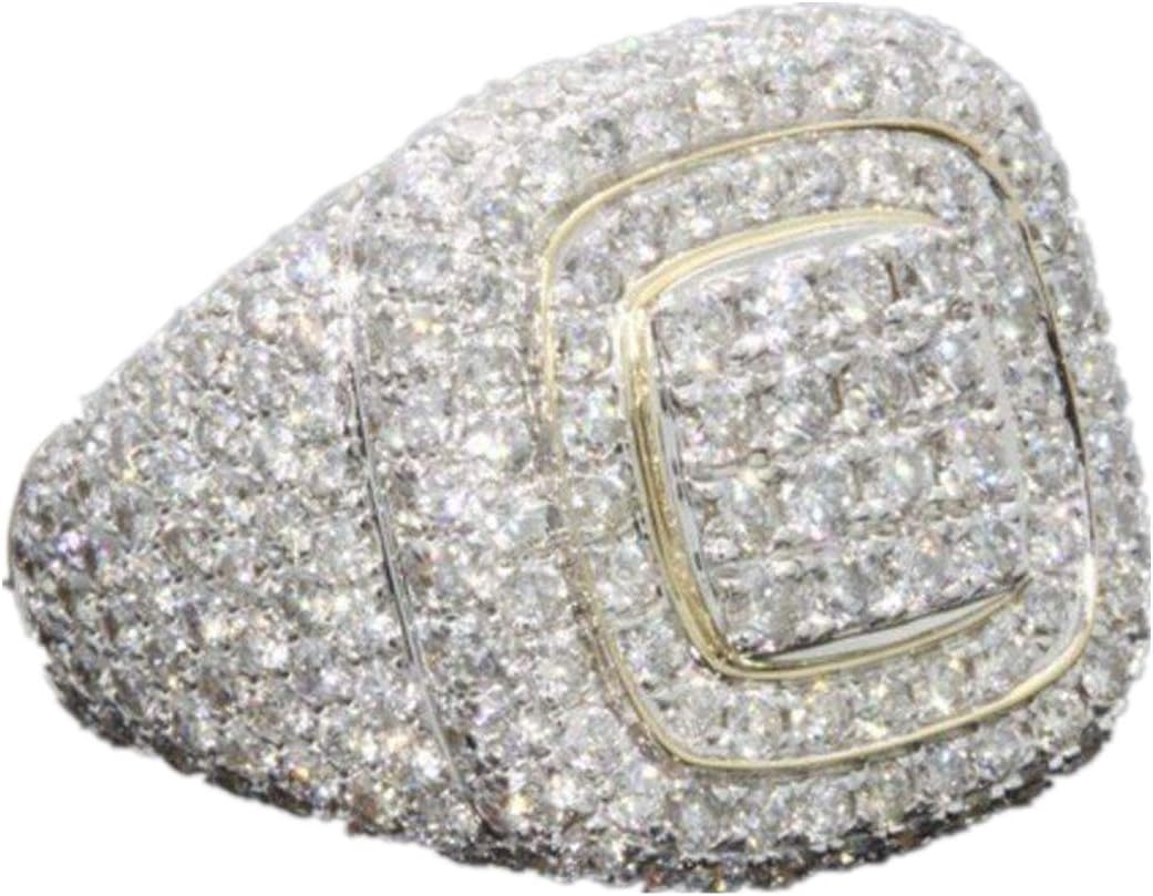 18K Gold CLUSTER ICED OUT Lab Simulated Diamond Band MICROPAVE Mens Pinky Ring