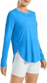 G4Free Women's UPF 50+ Long Sleeve Activewear Shirt Ocean Blue