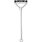 EverGlimp Adjustable Leather Slip Chain Collar Necklace for Women, Handmade Punk Choker with Double O-Rings, Metal Chain Y-Necklace for Streetwear, Cosplay & Special Occasions