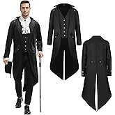 NFAUEIK Steampunk Jacket Men Renaissance Tailcoat Medieval Costume Halloween Costumes for Mens
