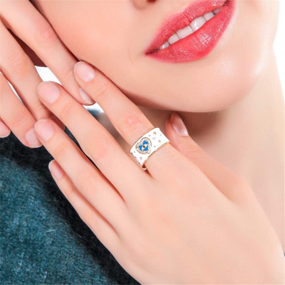 AILUOR Fashion Women Gold Plated White Enamel Evil Eye Ring - Image 5