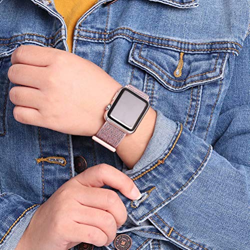 HILIMNY Compatible for Apple Watch Band 38mm 40mm, Sport Band Adjustable Closure Wrist Strap, Replacement Band Compatible for iWatch Series 5 4 3 2 1 (38mm 40mm, Pink Sand)